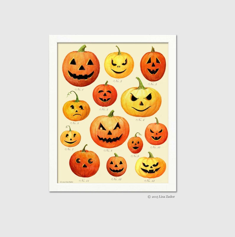 Halloween Pumpkin and Jack O Lantern Print From Original Artwork Etsy