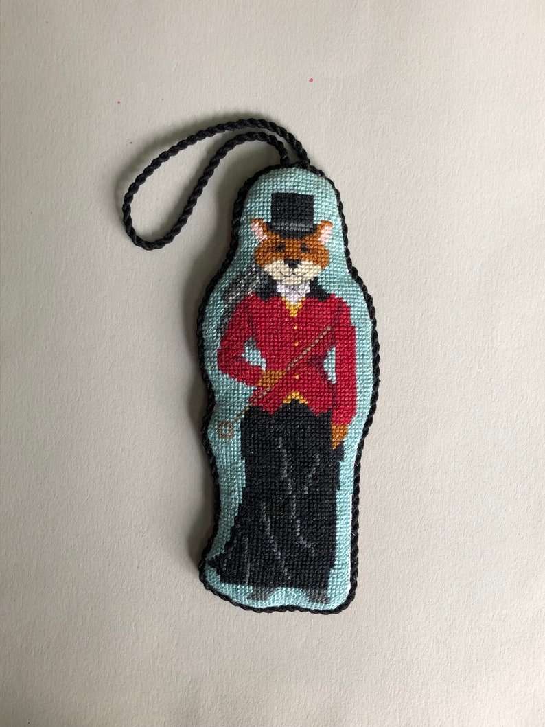 Needlepoint Canvas Fox Hunt Needlepoint Ornament Hand Painted Lady or Gentleman image 7