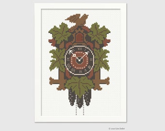 Cuckoo Clock Carved Style - Cross-stitch Pattern - Ornament - PDF - Digital Download