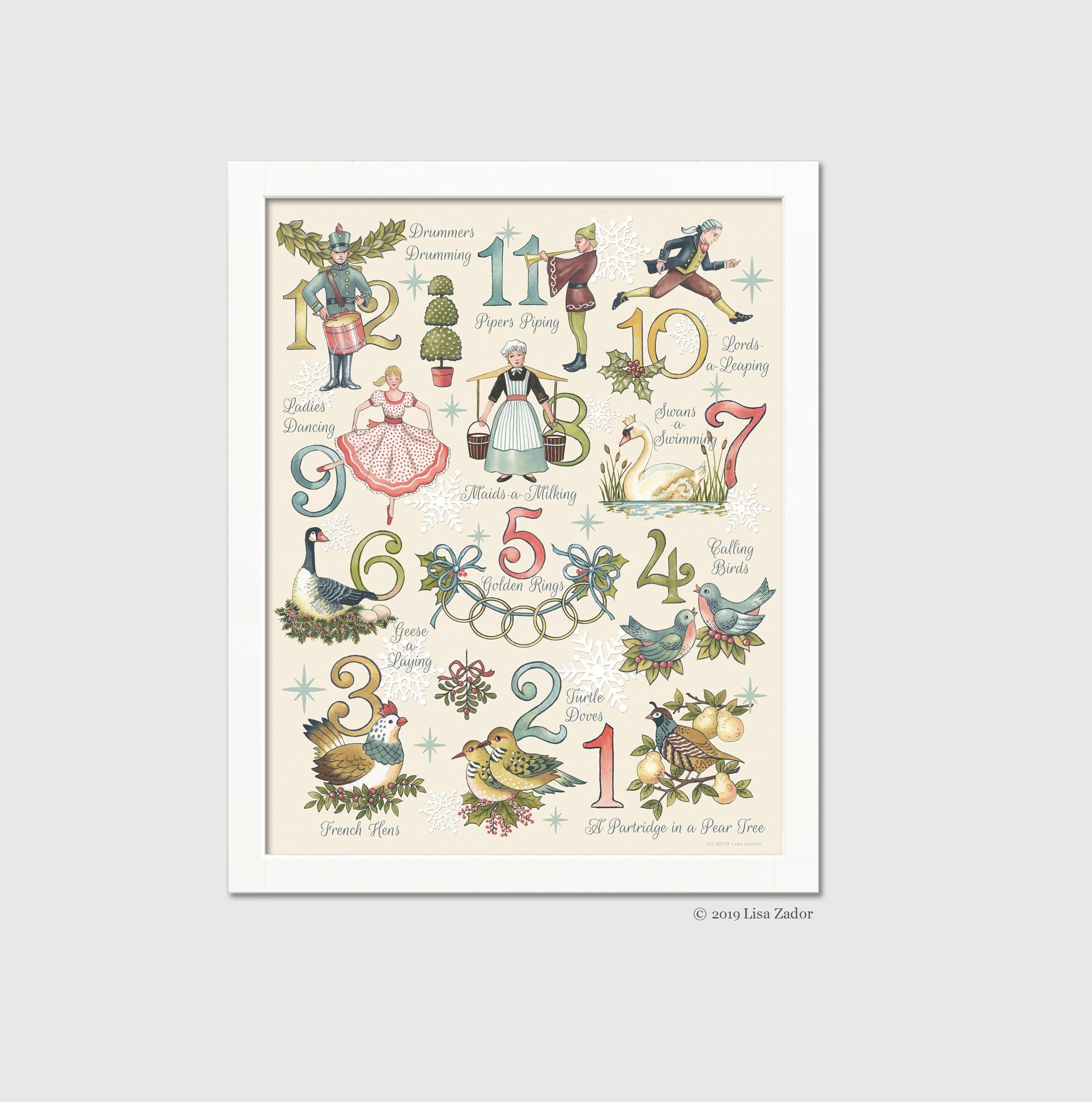 12 Days of Christmas Cross-stitch Pattern - 9 Ladies Dancing