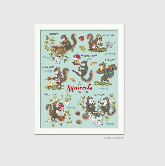 Squirrel Print From Original Hand Painted Artwork - Humorous Retro