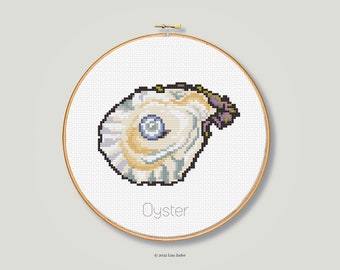 Oyster Shell Cross-stitch Pattern for the Summer Sea Shore Beach House  Instant Download PDF - Digital