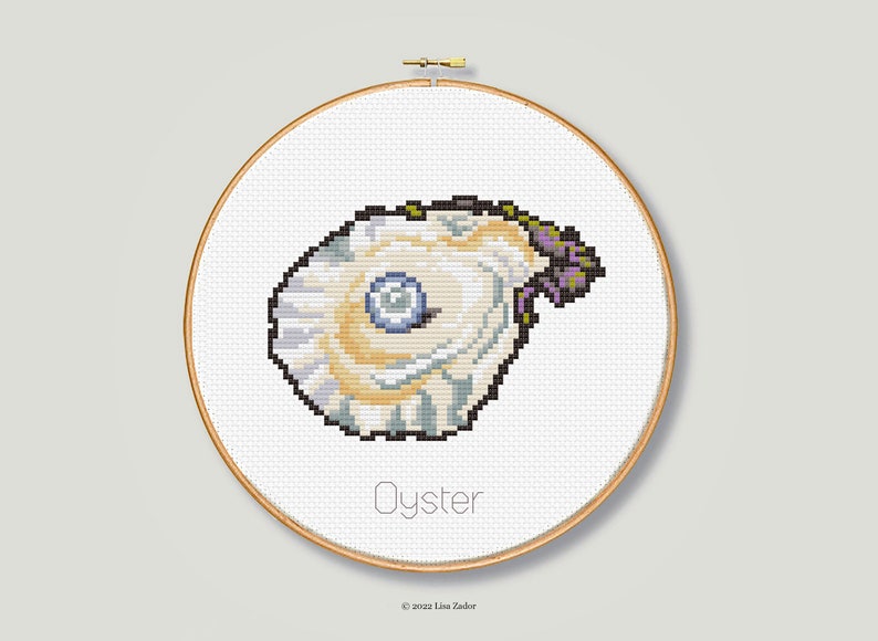 Oyster Shell Counted Crossstitch Seashell Needlepoint Etsy
