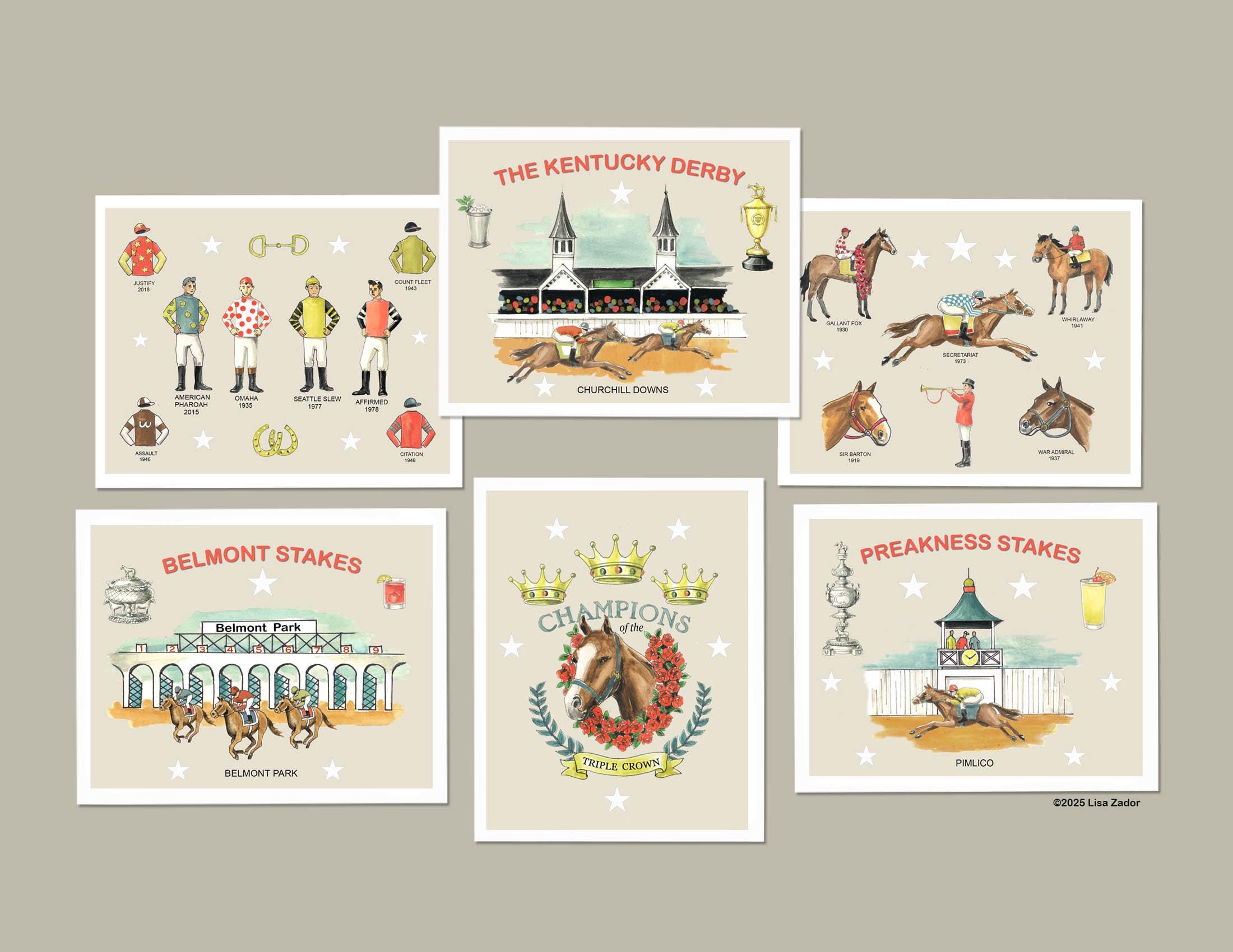 Triple Crown Horse Racing Cards and Envelopes From Original