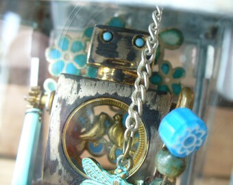 Steampunk Metal Art Mixed Media Sculpture - Garden Robot