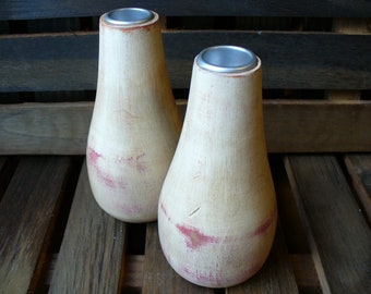 REDUCED- Farmhouse Shabby Chic Wooden Candle Holders