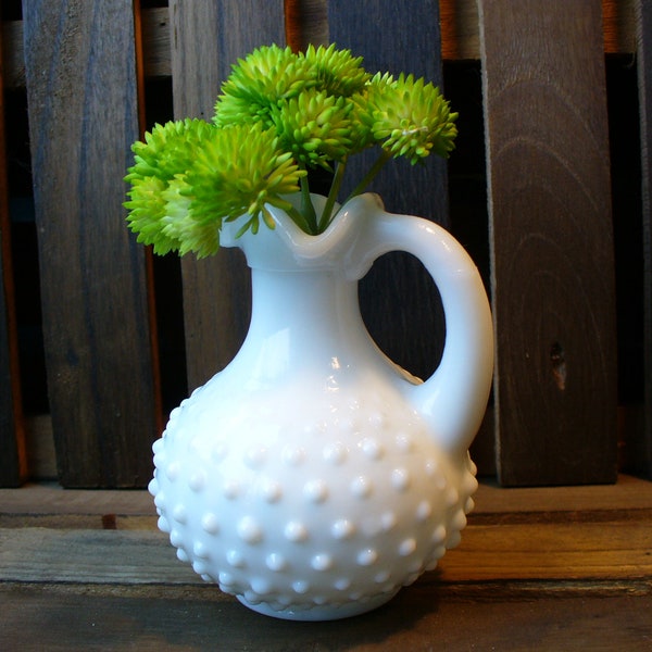 Vintage Farmhouse Shabby Chic Avon Hobnail Pitcher