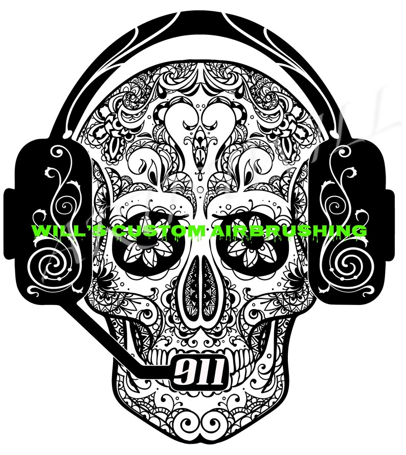 The 911 Dispatcher Sugar Skull Decal | Etsy