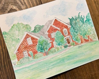 8x10 watercolor home portrait. Send me as many pictures as you can for more detail. Let me know any questions you might have :)