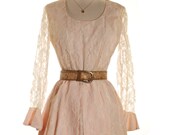 SALE Lace Mini Dress Pretty In Pink Bohemian Hipster 1960s Party 60s Clothes Soft Grunge Pastel Goth SMALL