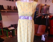 SALE Yellow Daisy Dress 1960s Party Dress 60s Clothing Soft Grunge Hippie Clothes Prom Dress Lace Maxi Dress XS-Small