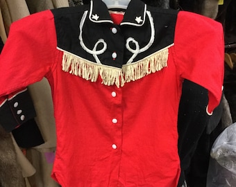 Kids Red Western Size 4 Button Shirt