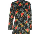 SALE Floral Maxi Dress 90s Grunge Long Sleeve Dress Boho Clothes Red Roses Bohemian Clothing Black Red MEDIUM LARGE