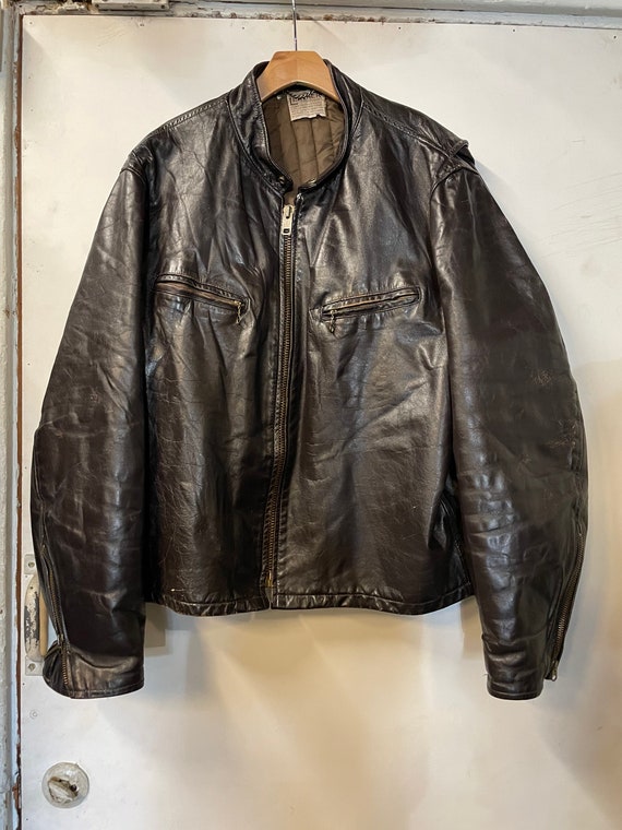 1950s Brown Leather Cafe Racer Jacket | Etsy