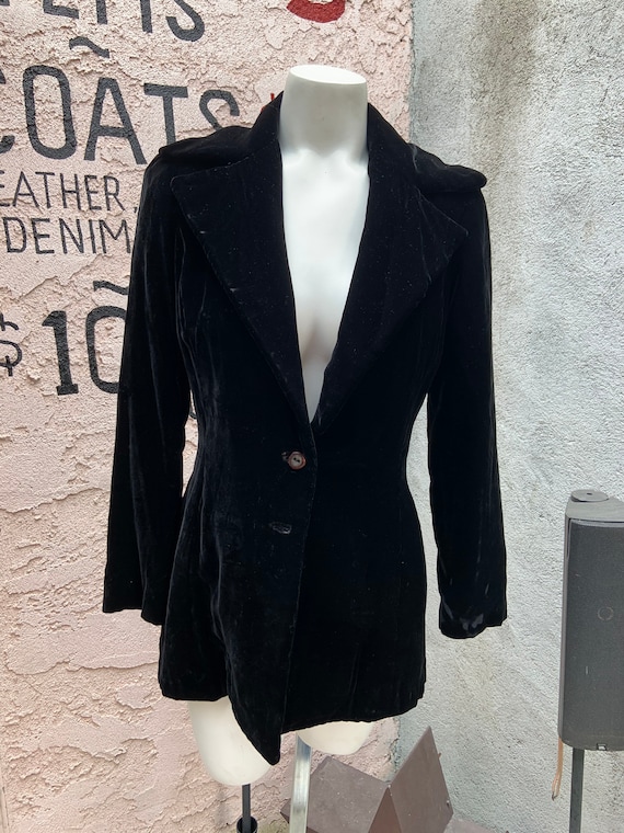 1960s Black Silky Velvet Blazer