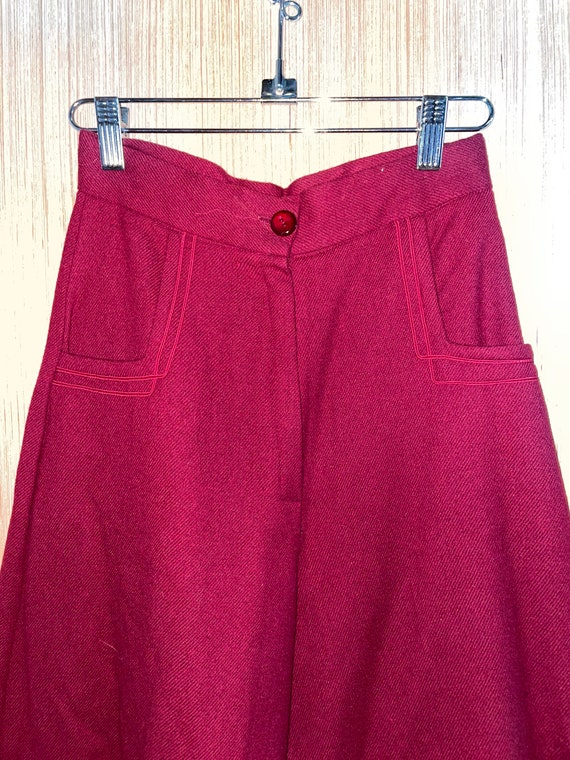 1970s Maroon Wool Gauchos - image 2