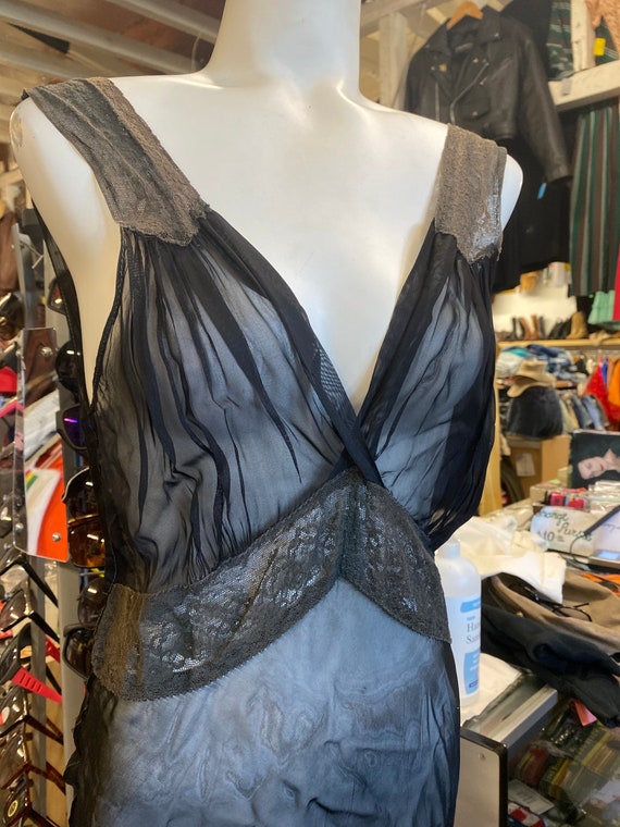 Black Sheer Bias  Cut 1940s Full Length Slip