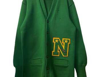 1950s Green Varsity Cardigan