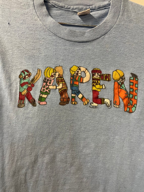 1970s Hand Painted “Karen” T-shirt - image 2