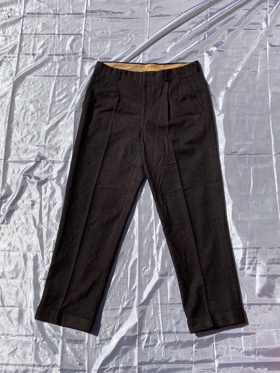 1950's Pleated Brown Wool Trousers - image 1