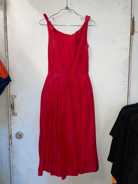 1950s Rayon Acetate Red Dress - image 1