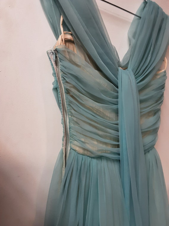 1950s Light Blue Chiffon Formal Dress - image 5