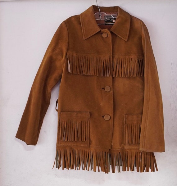 Faux Suede Fringe Jacket Brown - image 1