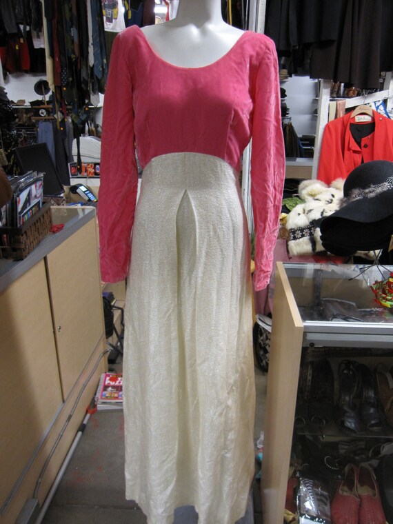 Metallic Maxi Dress // Pink Velvet // Lurex // 1960s Clothing Etsy