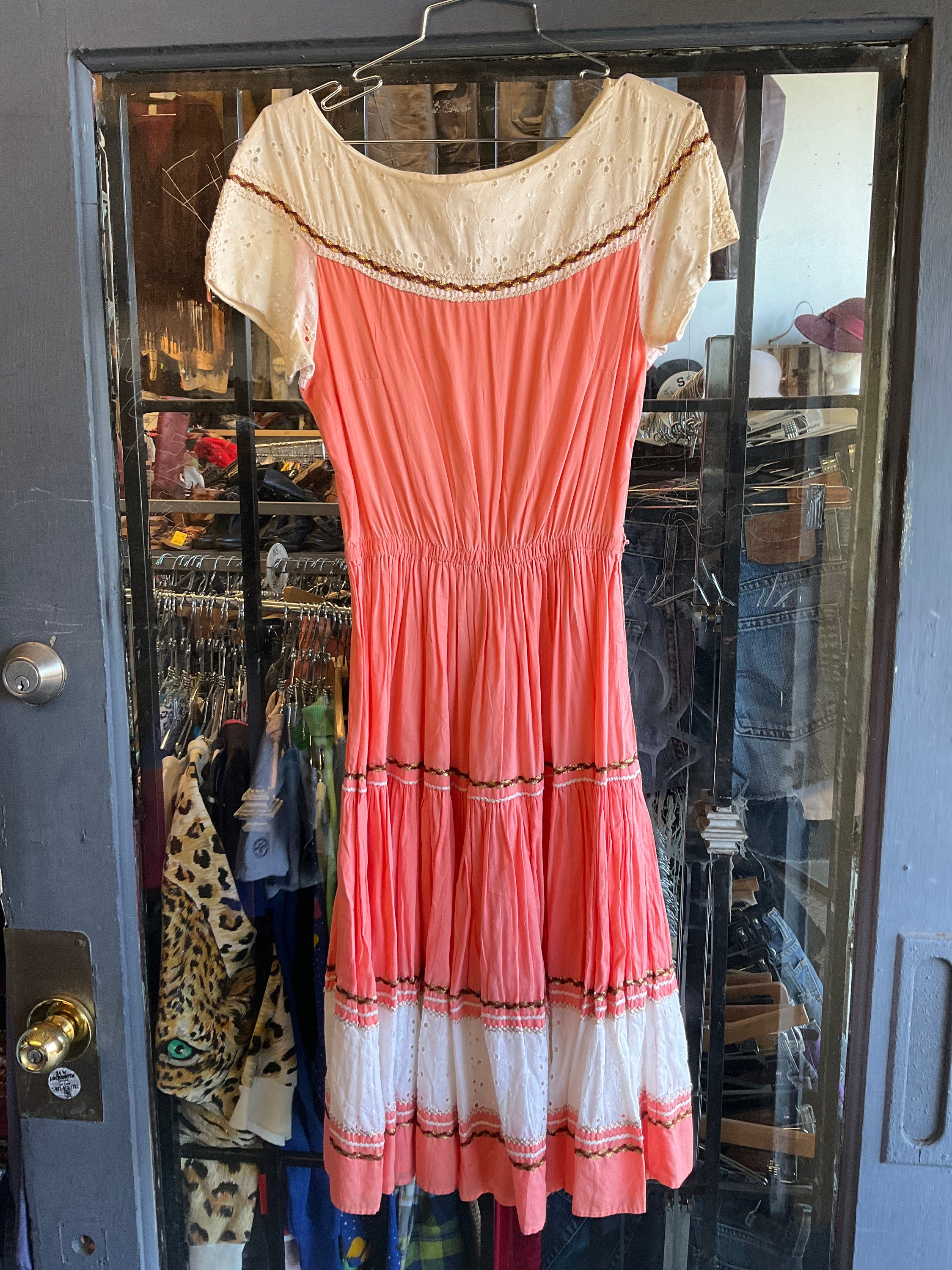 Peach Coloured Ric Rac 1950s Peach Eyelet Ric Rac Trim Patio Dress - Etsy
