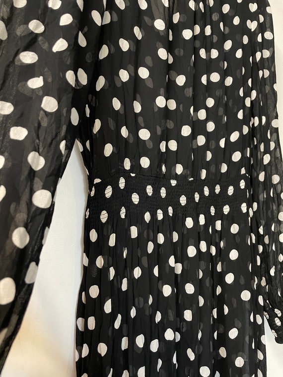 Smocked Sheer Polkadot 1990s does 1930s Dress - image 3