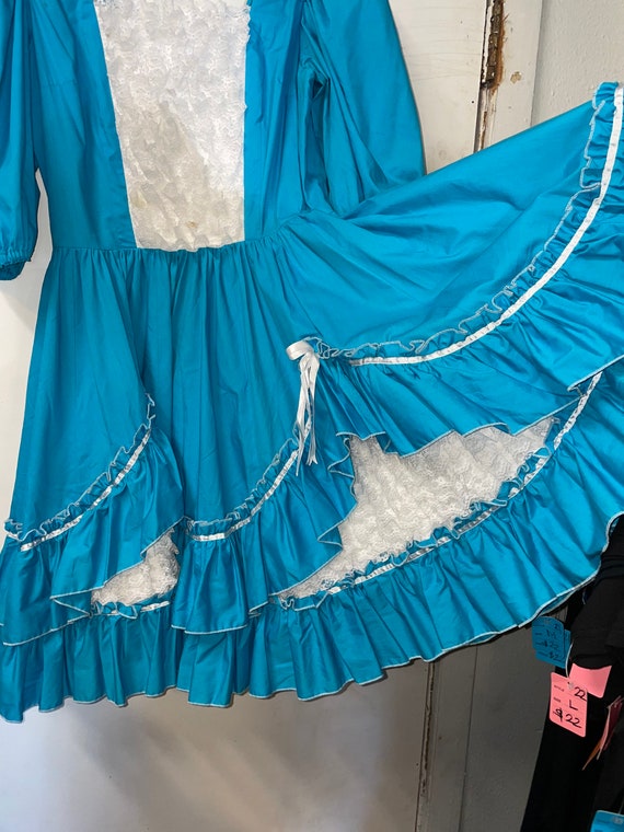 1970s blue square dancing dress gem