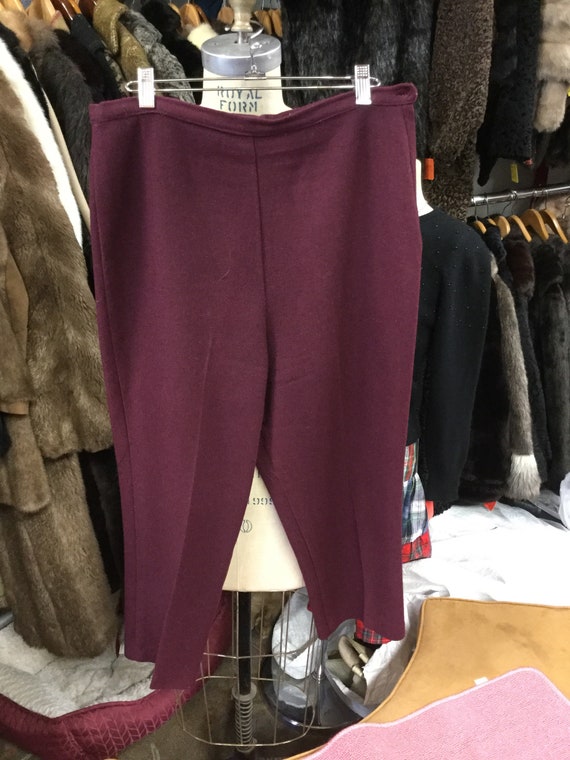 Burgundy Wool Cigarette Pants