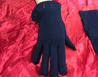 Navy Blue Cotton Women’s Gloves Size 6 1/2