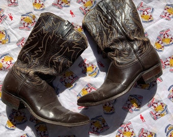 1950er Jahre dunkelbraun Leder Cowboy Stiefel