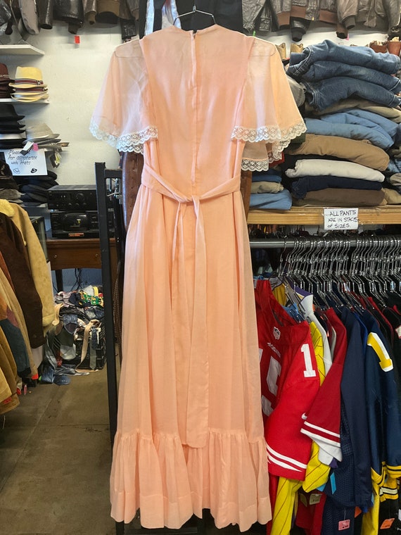 1970s Gunne Sax Style Flutter Sleeves Maxi Dress - Gem