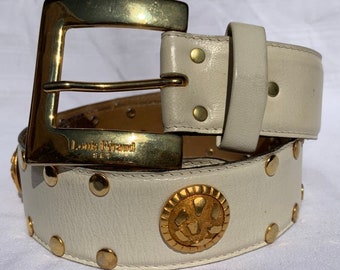 1980s Louis Féraud White and Gold Belt
