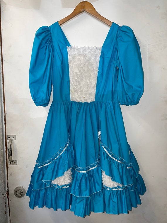 1970s Blue Square Dancing Dress