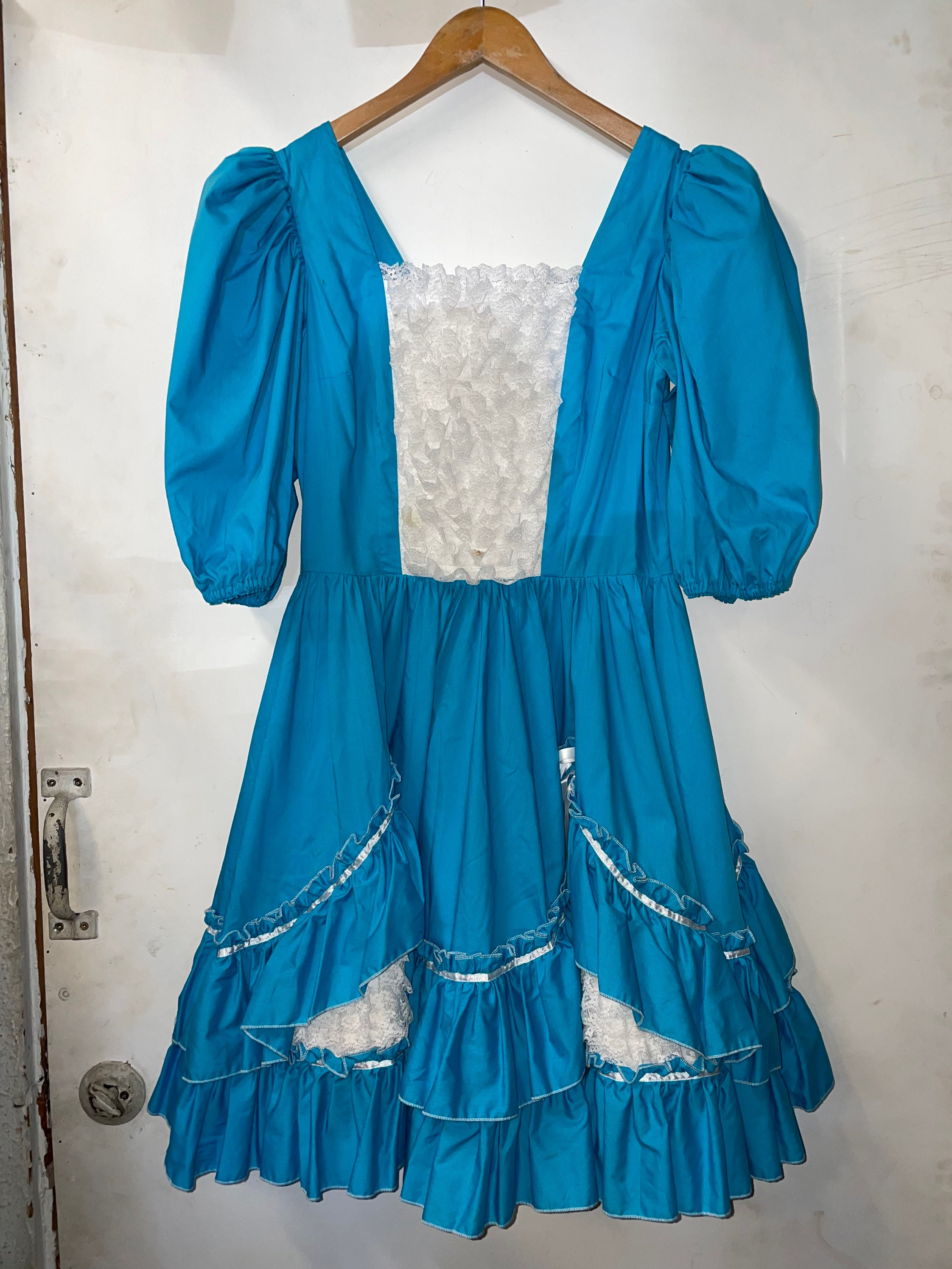 blue square dance dress 1970s Blue Square Dancing Dress