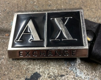 Armani Exchange “ AX “ Black Leather Belt - Etsy display picture 1