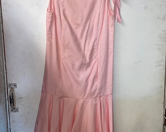1960s Pink Gingham Dress with Drop Waist