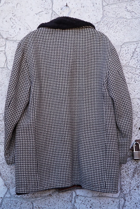 Black and Cream Houndstooth Wool Coat - image 2