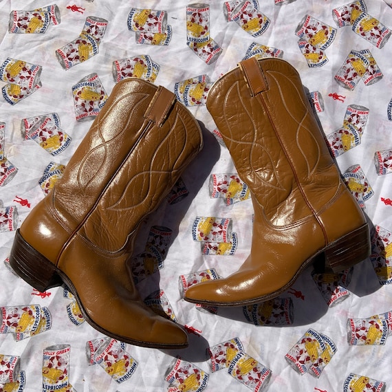 1950s Tan Leather Cowboy Boots