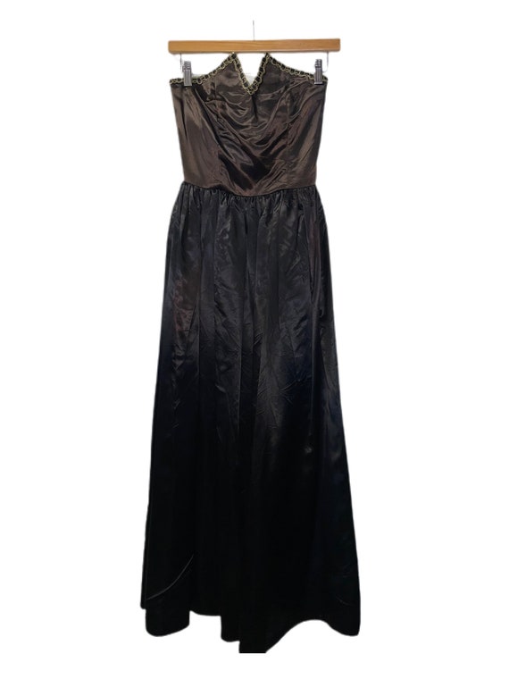 1950s Rayon Acetate Satin Strapless Gown - image 1