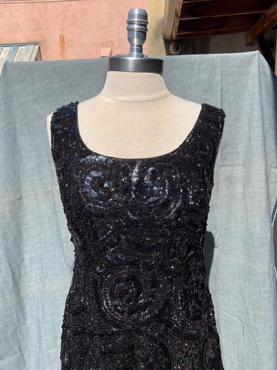 1950s Black Sequin Gown - image 3