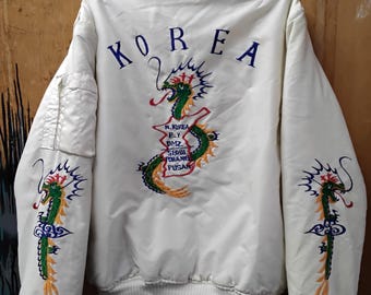 ジャケット・アウター 1970's Korea souvenir jacket Vintage 1970's Korea Souvenir Jacket Sukajan - Etsy
