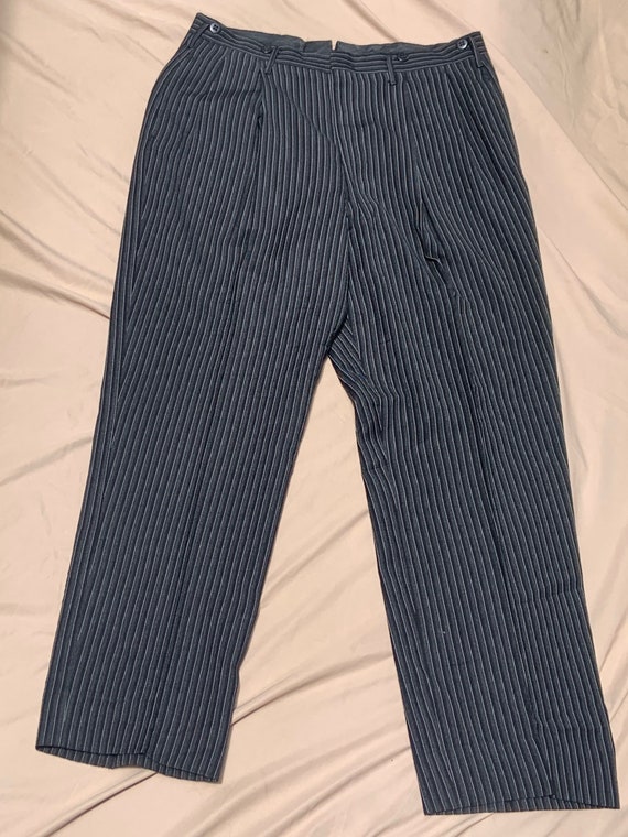 1950s RARE!!! Black and Silver Pinstriped Trousers