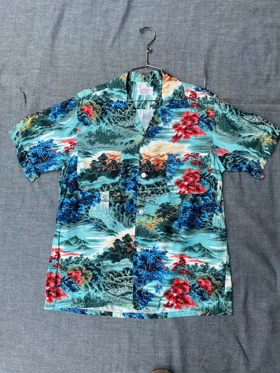 1950s Mens JC Penneys Hawaiian Shirt Rayon