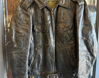 1970s Black Leather Policeman Jacket