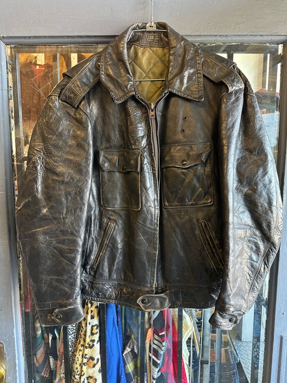 1970s Black Leather Policeman Jacket