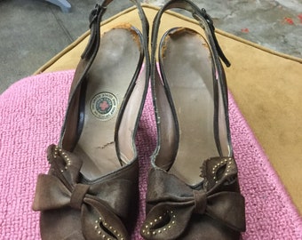 Brown Suede Sling Back 1940’s